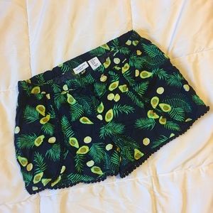 Avocado print sleep wear shorts